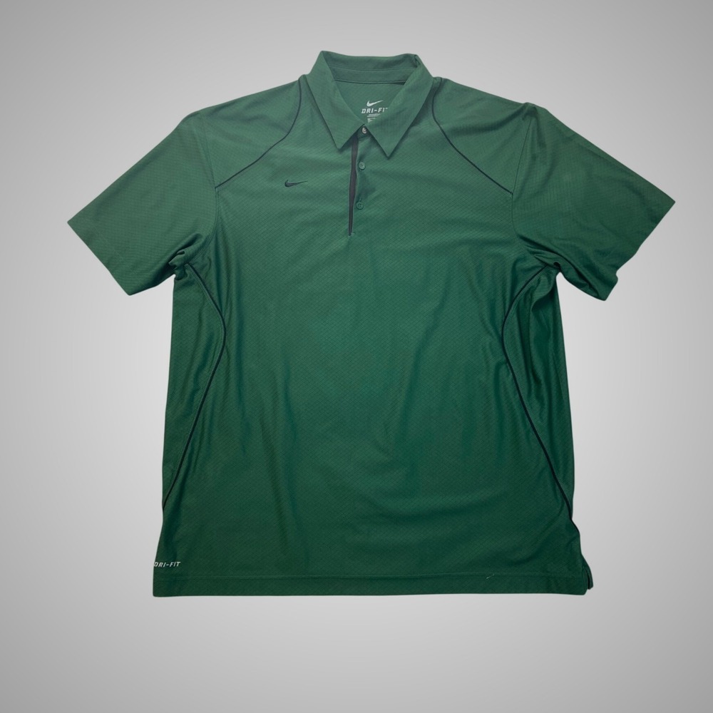 Nike Dri-FIT Polo Shirt Mens XXL Green Excellent Diamond Grid Golf 380179-343‎